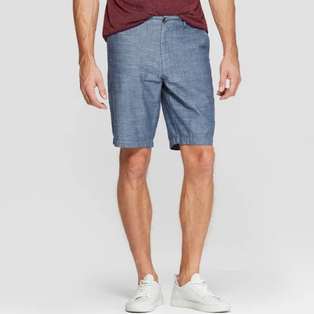 Men's Goodfellow & Co. Chambray Flat Front Linden Short, 9" Inseam, 38